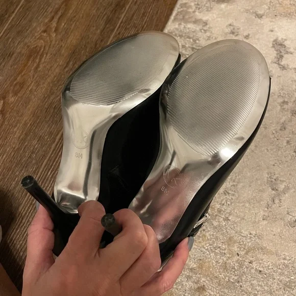 Michael Kors Black Leather Open-Toe Zip Ankle Booties - Picture 5 of 8